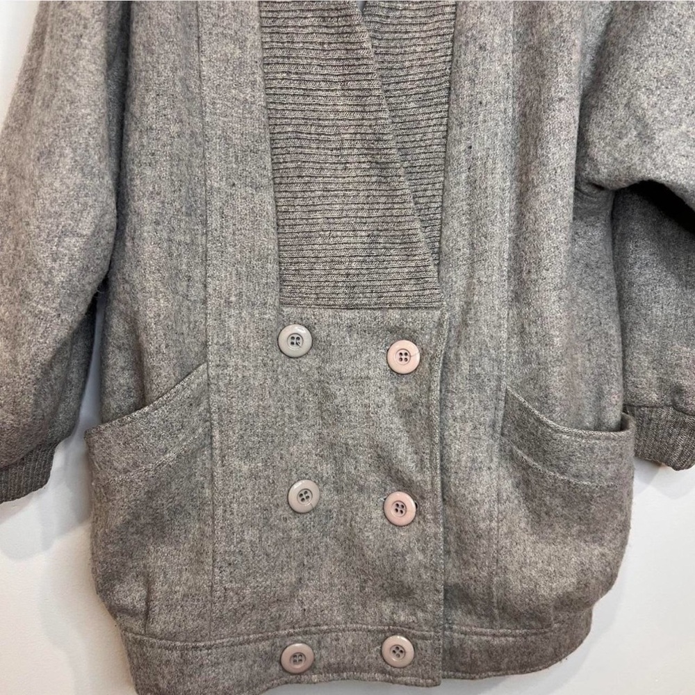 VTG unisex Sanro Melbourne Wool Coat Grey Lana Fleece unisex‎ S/M 8 - Picture 6 of 8